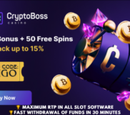 Welcome bonus at Cryptoboss Casino using promo code AMIGO