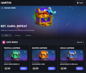 Loot boxes with incredible prizes in Martin Casino