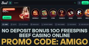 Beef Casino - Promo code AMIGO activates 100 free spins without a deposit